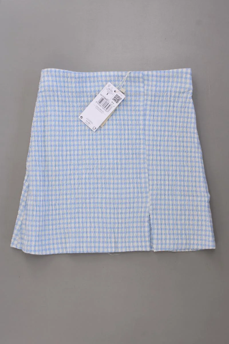 Mango Kurzer Rock Gr. S kariert neu mit Etikett blau aus Baumwolle