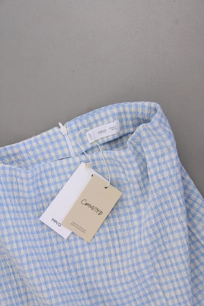 Mango Kurzer Rock Gr. S kariert neu mit Etikett blau aus Baumwolle