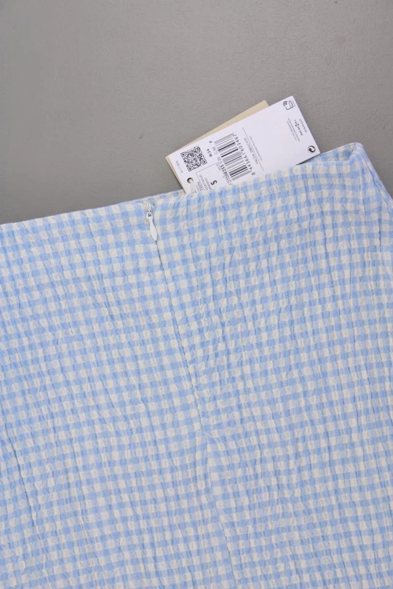 Mango Kurzer Rock Gr. S kariert neu mit Etikett blau aus Baumwolle