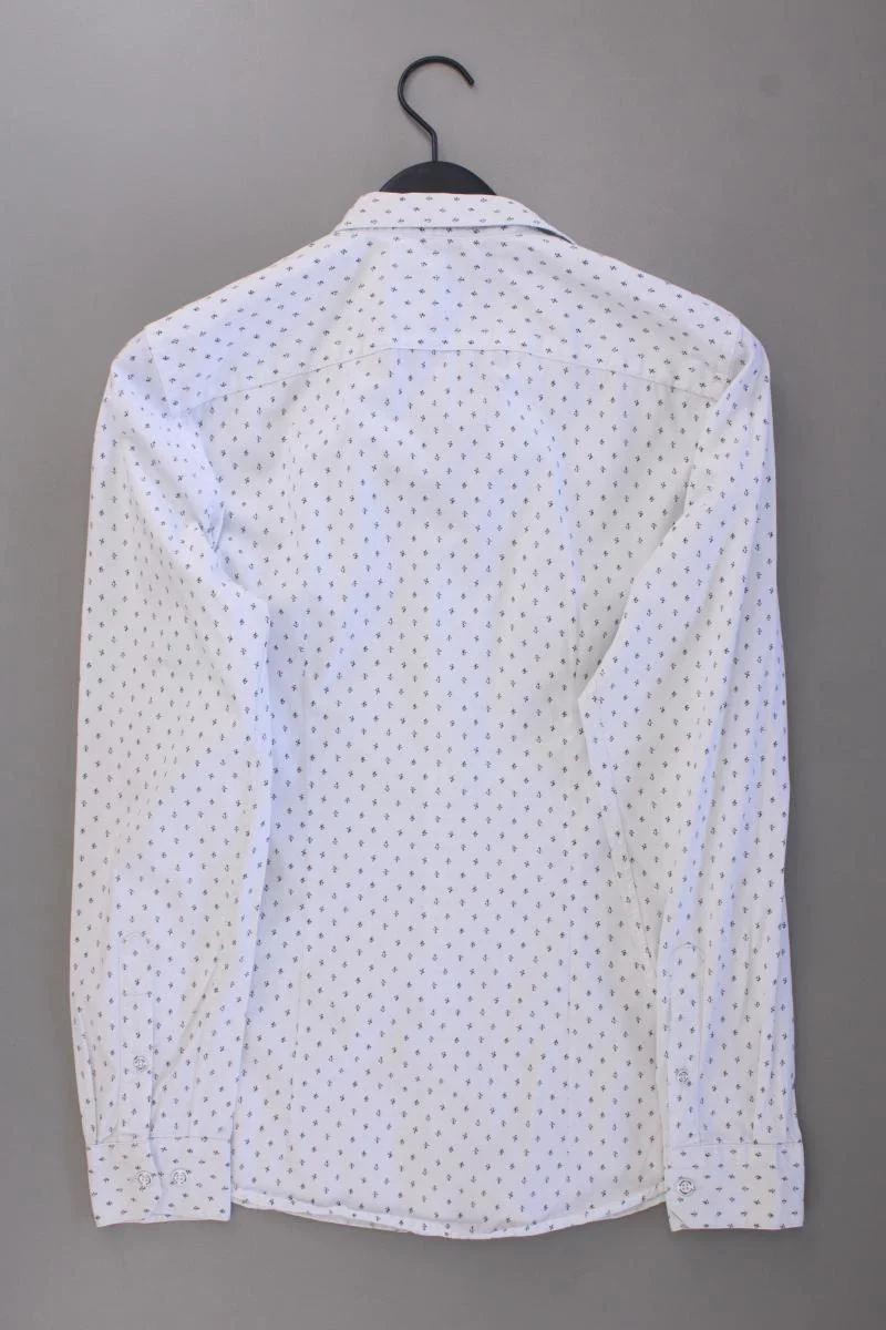 Pull&Bear Langarmhemd für Herren Gr. S weiß aus Baumwolle