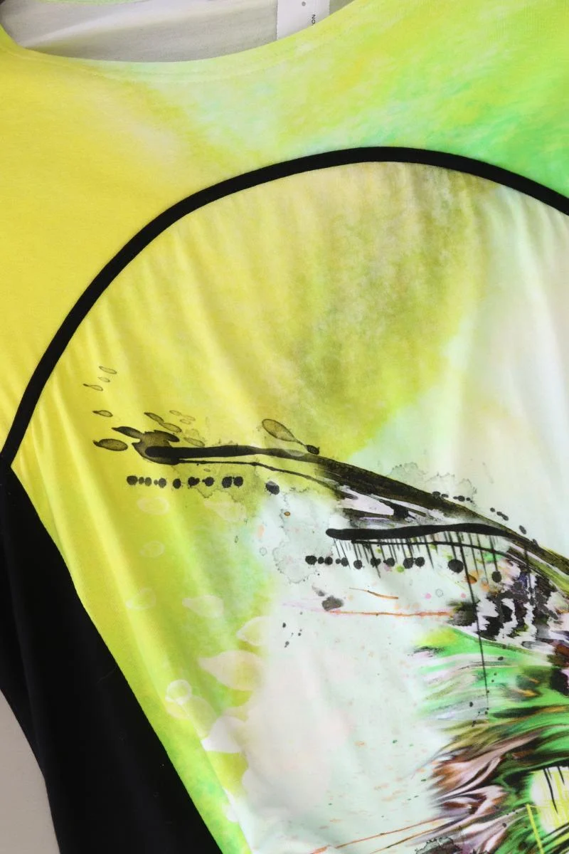 Seidel Printshirt Gr. 44 Kurzarm gelb aus Viskose