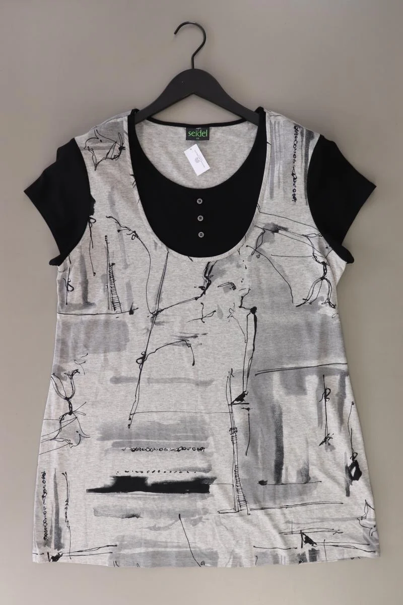 Seidel Printshirt Gr. 44 Kurzarm grau aus Viskose