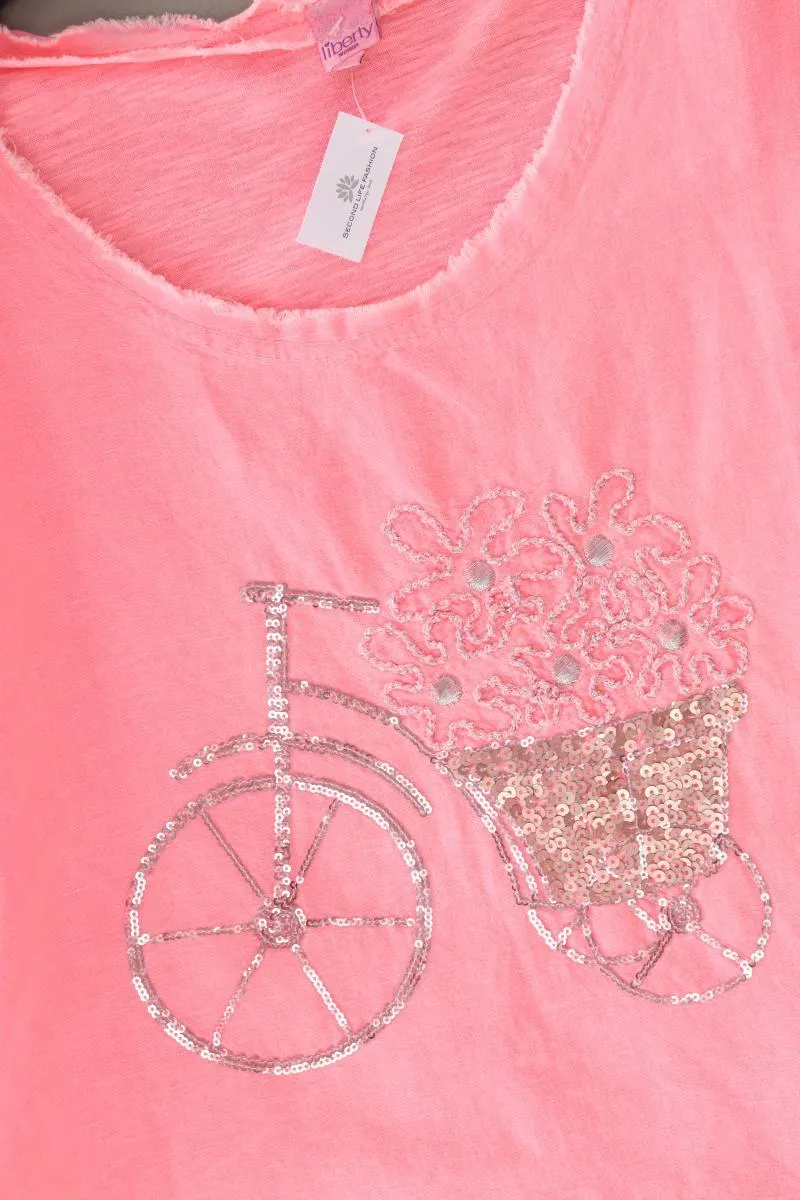 Liberty T-Shirt Gr. L Kurzarm mit Pailletten pink aus Baumwolle