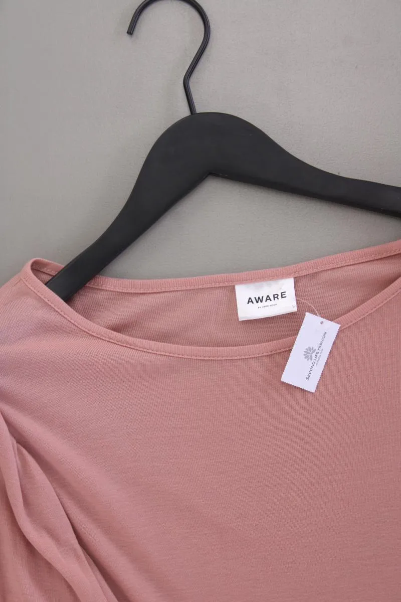 Aware by Vero Moda Shirt Gr. L neuwertig Kurzarm rosa aus Lyocell