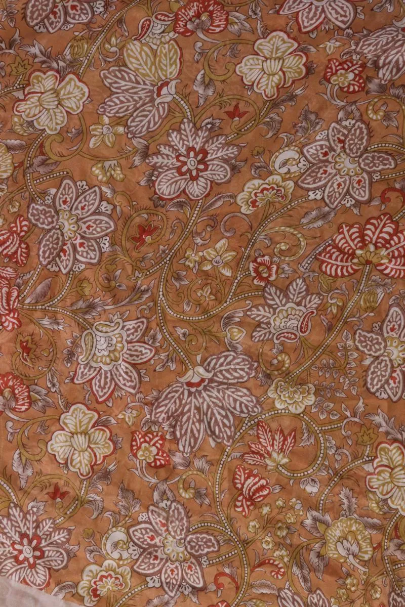 Tuch mit Blumenmuster braun aus Baumwolle